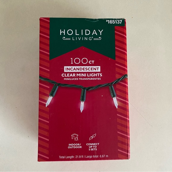 100ct Clear Incandescent Christmas Lights Green Wire Holiday Living - Picture 1 of 3